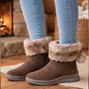 Minnetonka NEW!! Somerville Rustic Boho Faux Fur Cozy Winter Booties 7M